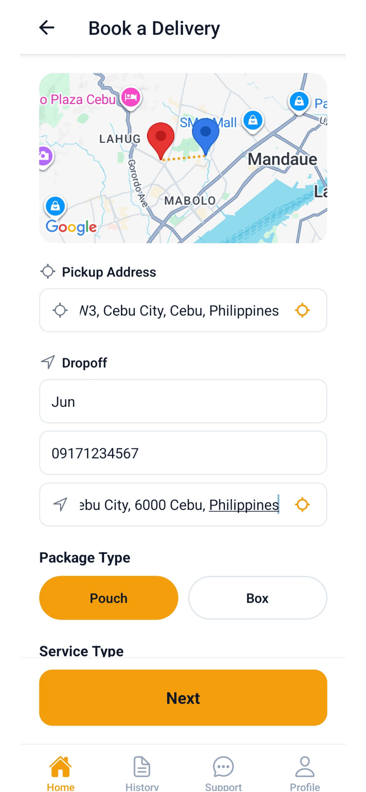 Create a delivery in the ALiN Move customer app